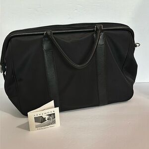 Levenger Black Nylon With Leather Trim 16” Tote Bag